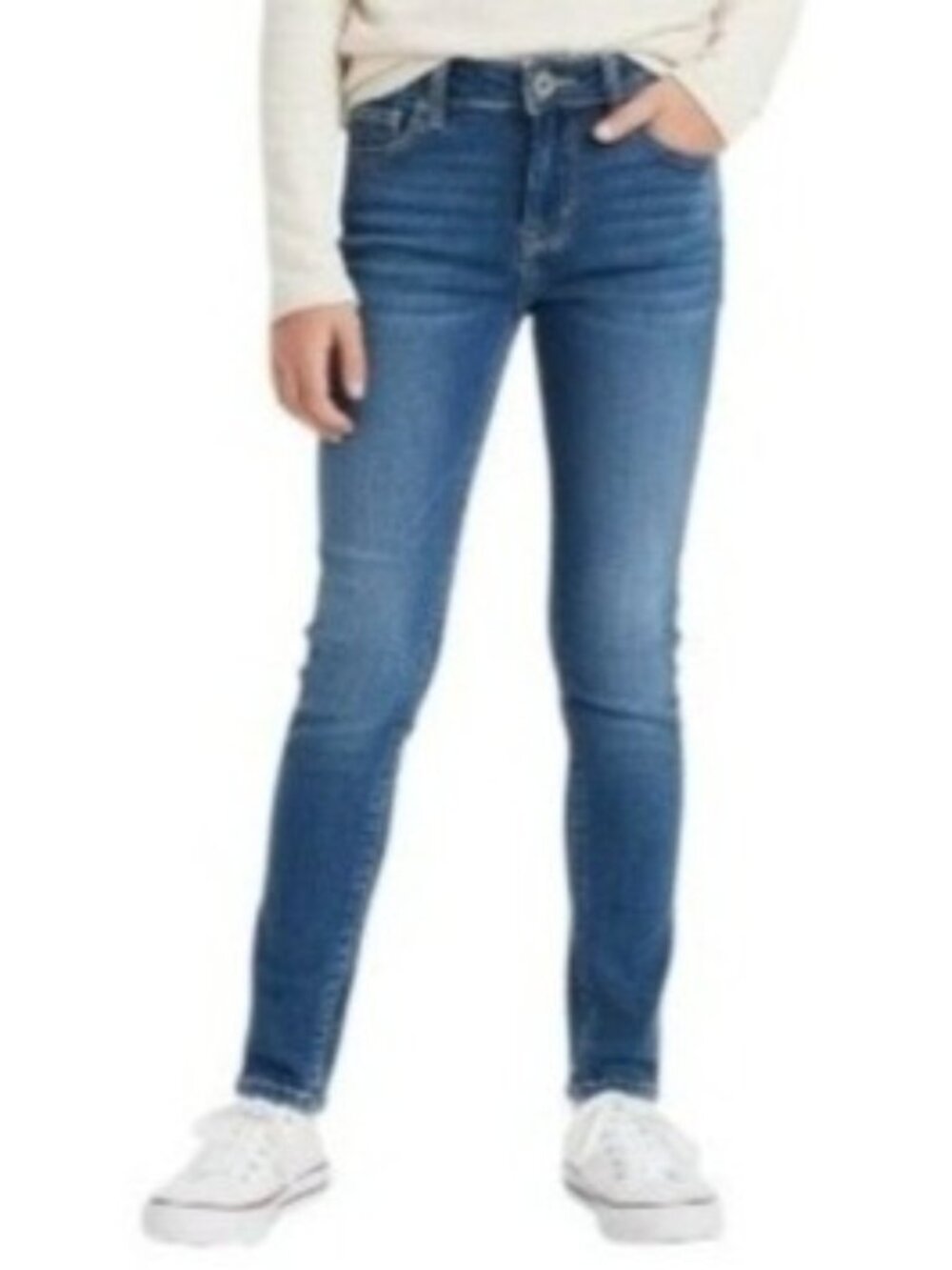Levi's Girls 14 Reg Skinny Fit Blue Denim Jeans Button Zip Classic Style